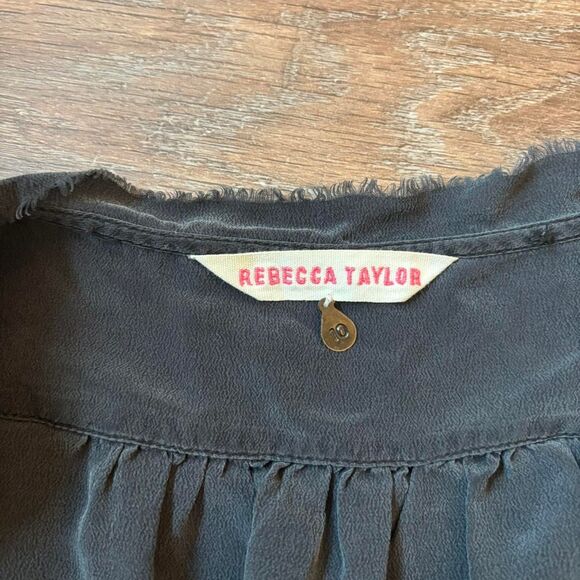 Rebecca Taylor 100% Silk Mini Dress Ruffle Front Tied Waist V-Neck Size S - Picture 4 of 6